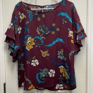 Maroon shirt ruffle sleeve